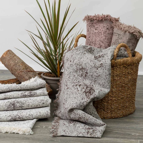 Ριχτάρι Σενίλ Τετραθέσιο Trace Borea Home Textiles - Ροζέ