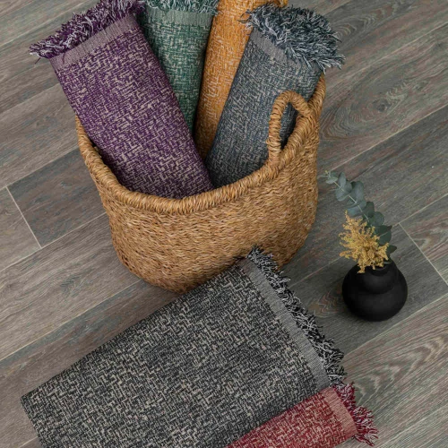 Ριχτάρι Σενίλ Τριθέσιο Tile Borea Home Textiles - Μαύρο