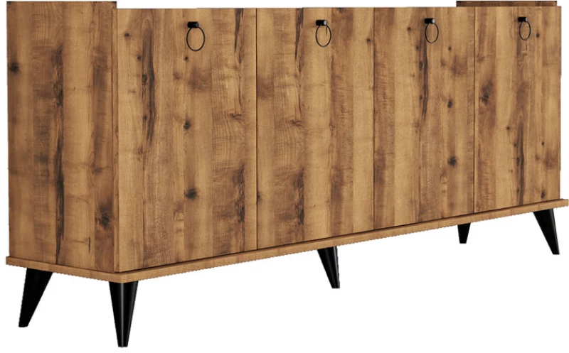 Μπουφές Lireta pakoworld μελαμίνης καρυδί-μαύρο 182x41x82.5εκ