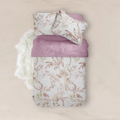 Σεντόνια Εμπριμέ Σετ Flore Υπέρδιπλα Borea Home Textiles - Σάπιο Μήλο