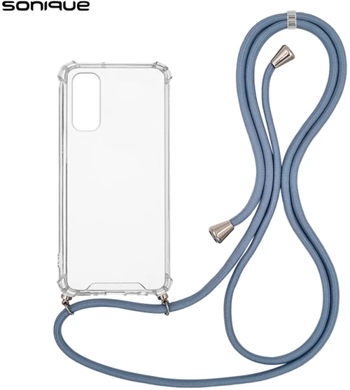 Θήκη Σιλικόνης με Κορδόνι Sonique Armor Clear Samsung Galaxy A34 5G Μπλε Γκρι - Sonique - Μπλε Γκρι - Galaxy A34 5G