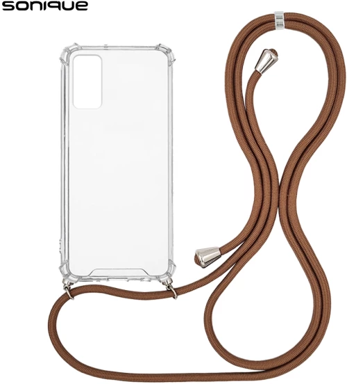 Θήκη Σιλικόνης με Κορδόνι Sonique Armor Clear Samsung Galaxy S20 FE 4G/5G Καφέ - Sonique - Καφέ - Galaxy S20 FE 4G/5G