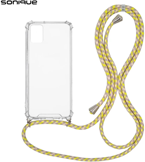 Θήκη Σιλικόνης με Κορδόνι Sonique Armor Clear Samsung Galaxy A71 Rainbow Κίτρινο - Sonique - Rainbow Κίτρινο - Galaxy A71