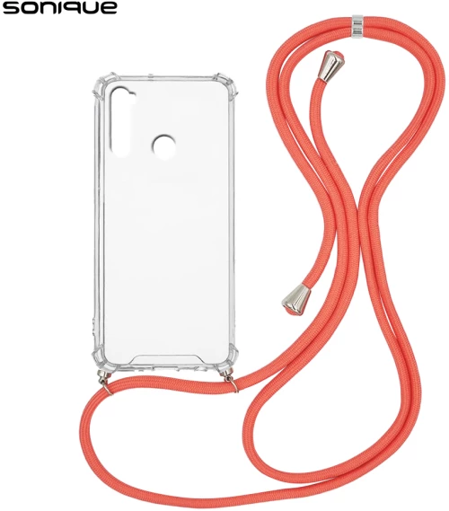 Θήκη Σιλικόνης με Κορδόνι Sonique Armor Clear Xiaomi Redmi Note 8 / Redmi Note 8 2021 Κοραλλί - Sonique - Κοραλλί - Redmi Note 8, Redmi Note 8 2021