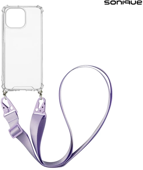 Θήκη Σιλικόνης με Strap Sonique Armor Clear Apple iPhone 14 Pro Max Λιλά - Sonique - Λιλά - iPhone 14 Pro Max