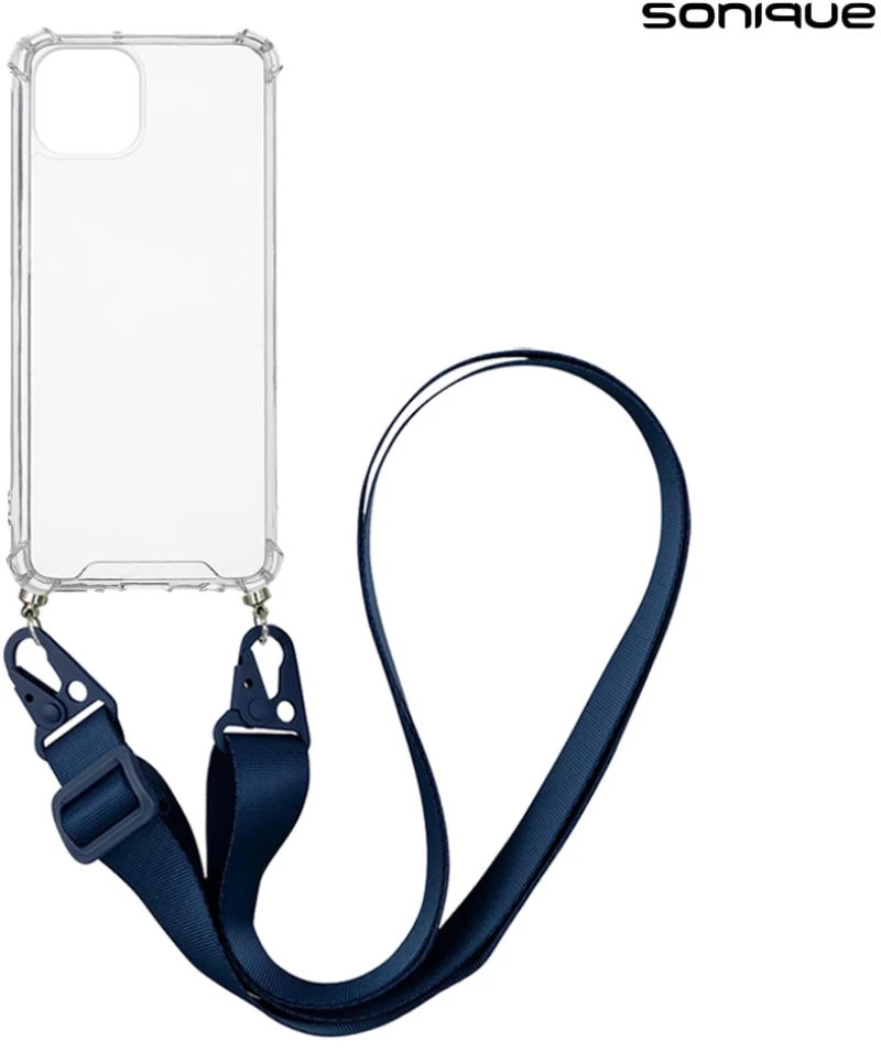Θήκη Σιλικόνης με Strap Sonique Armor Clear Apple iPhone 14 Μπλε Σκούρο - Sonique - Μπλε Σκούρο - iPhone 14