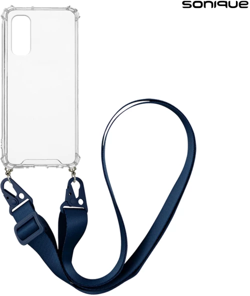 Θήκη Σιλικόνης με Strap Sonique Armor Clear Samsung Galaxy M54 5G Μπλε Σκούρο - Sonique - Μπλε Σκούρο - Galaxy M54 5G
