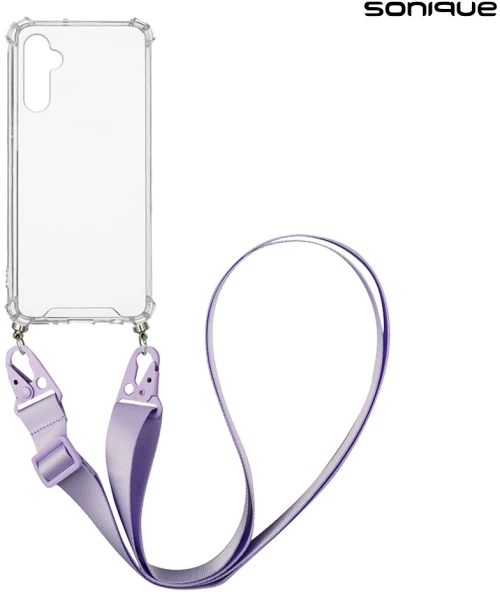 Θήκη Σιλικόνης με Strap Sonique Armor Clear Samsung Galaxy A14 4G / Galaxy A14 5G Λιλά - Sonique - Λιλά - Galaxy A14 4G, Galaxy A14 5G