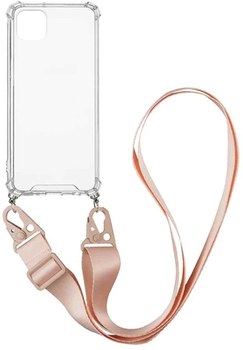 Θήκη Σιλικόνης με Strap Sonique Armor Clear Samsung Galaxy A22 5G Ροζ - Sonique - Ροζ - Galaxy A22 5G