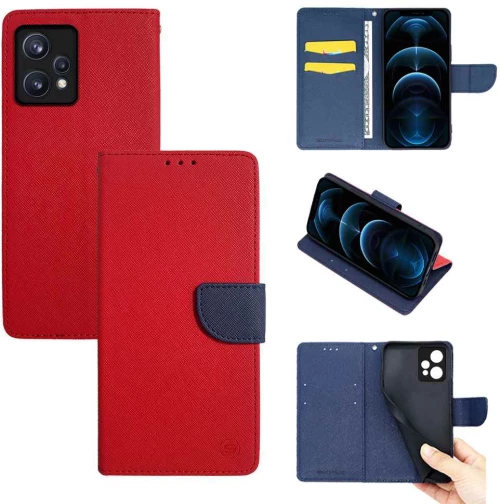 Θήκη Βιβλίο Sonique Trend Book Realme 9 4G / Realme 9 Pro Plus 5G Κόκκινο / Σκούρο Μπλε - Sonique - Κόκκινο / Σκούρο Μπλε - Realme 9 4G, Realme 9 Pro Plus 5G