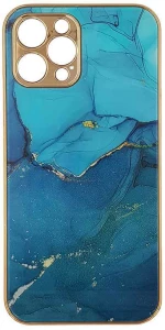 GKK Electroplate Marble Glass Case Apple iPhone 12 Pro Γαλάζιο - GKK - Γαλάζιο - iPhone 12 Pro