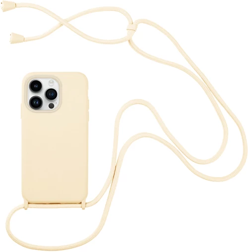 Θήκη Σιλικόνης με Κορδόνι CarryHang Apple - My Colors - Μπεζ - iPhone 14 Pro