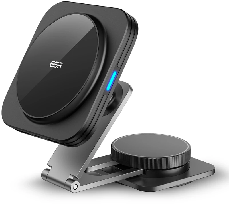 ESR - Premium Car Holder with Wireless Charging HaloLock (2B514) - Magnetic MagSafe for Tesla Models 3/Y/X/S Screen - Black