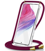 Θήκη Ancus Crossbody για Apple iPhone 15 Plus Διάφανη με Κορδόνι Μπορντώ