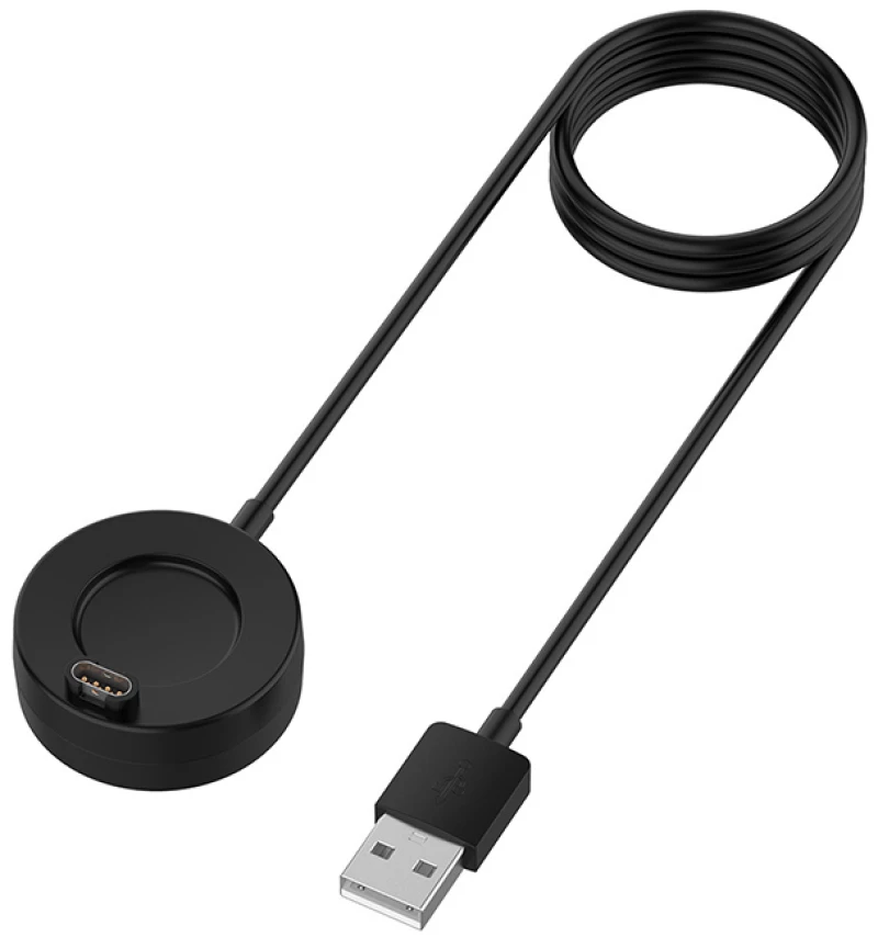 Techsuit - Smartwatch Round Charger (TGC4) - for Garmin Watch, USB, 5W, 1m - Black