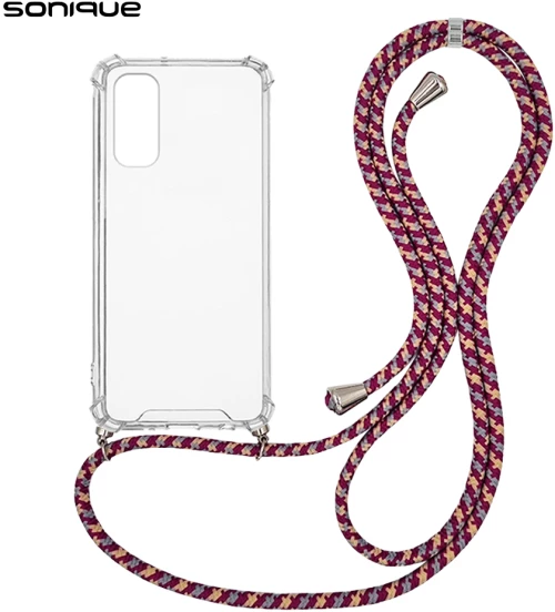 Θήκη Σιλικόνης με Κορδόνι Sonique Armor Clear Samsung Galaxy A34 5G Rainbow Μπορντό - Sonique - Rainbow Μπορντό - Galaxy A34 5G