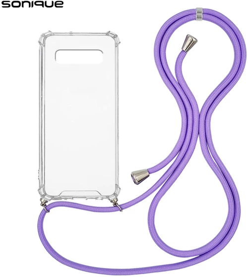 Θήκη Σιλικόνης με Κορδόνι Sonique Armor Clear Samsung Galaxy S10 Λιλά - Sonique - Λιλά - Galaxy S10