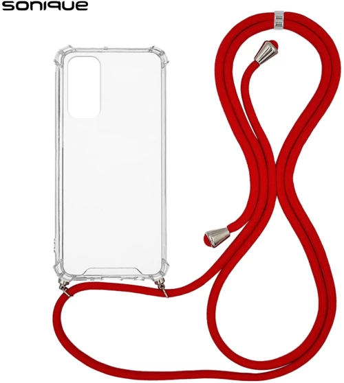Θήκη Σιλικόνης με Κορδόνι Sonique Armor Clear Xiaomi Xiaomi 12 Lite Κόκκινο - Sonique - Κόκκινο - Xiaomi 12 Lite