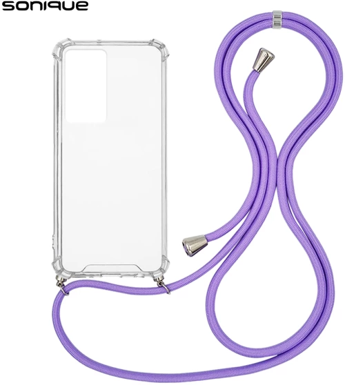Θήκη Σιλικόνης με Κορδόνι Sonique Armor Clear Xiaomi Poco F4 5G Λιλά - Sonique - Λιλά - Poco F4 5G