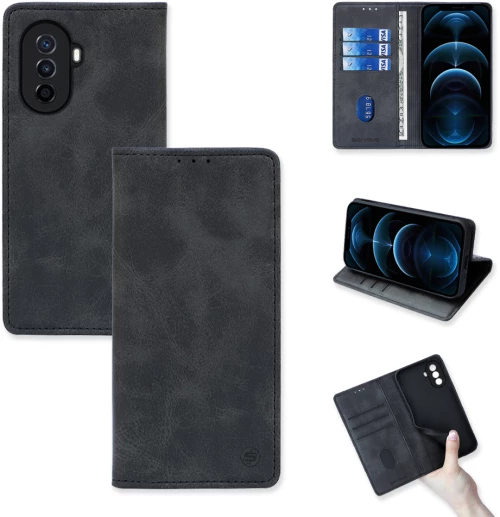 Θήκη Βιβλίο Vintage Magnet Book Sonique Huawei Nova Y70 Μαύρο - Sonique - Μαύρο - Nova Y70