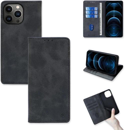 Θήκη Βιβλίο Vintage Magnet Book Sonique Apple iPhone 13 Pro Μαύρο - Sonique - Μαύρο - iPhone 13 Pro