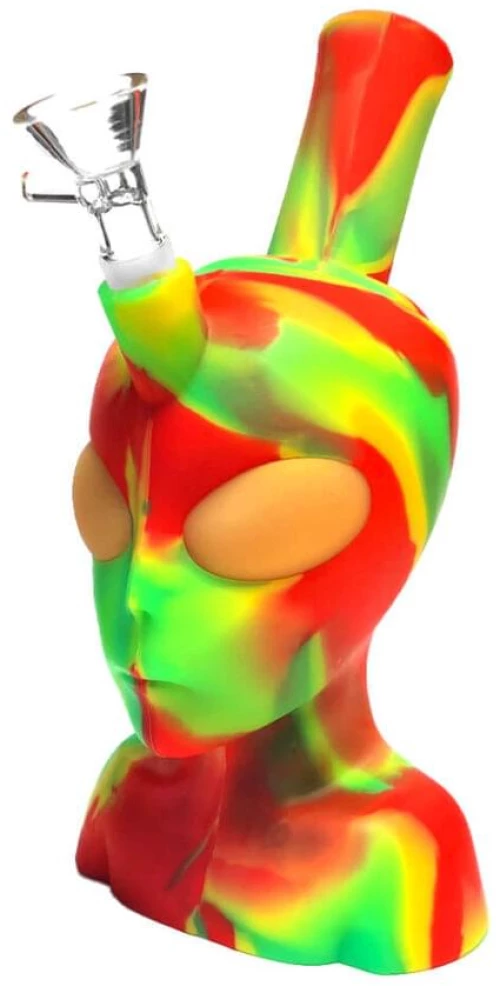 Silicone Bong Alien Head Rasta 20cm