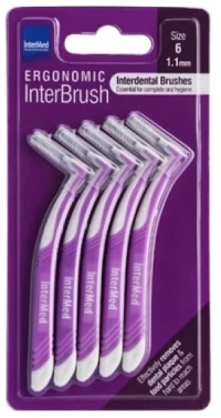 INTERMED ergonomic μεσοδόντια βουρτσάκια με λαβή 1.1mm μώβ 5τμχ