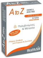 HEALTH AID A to Z iodine & iron free one a day 30tabs