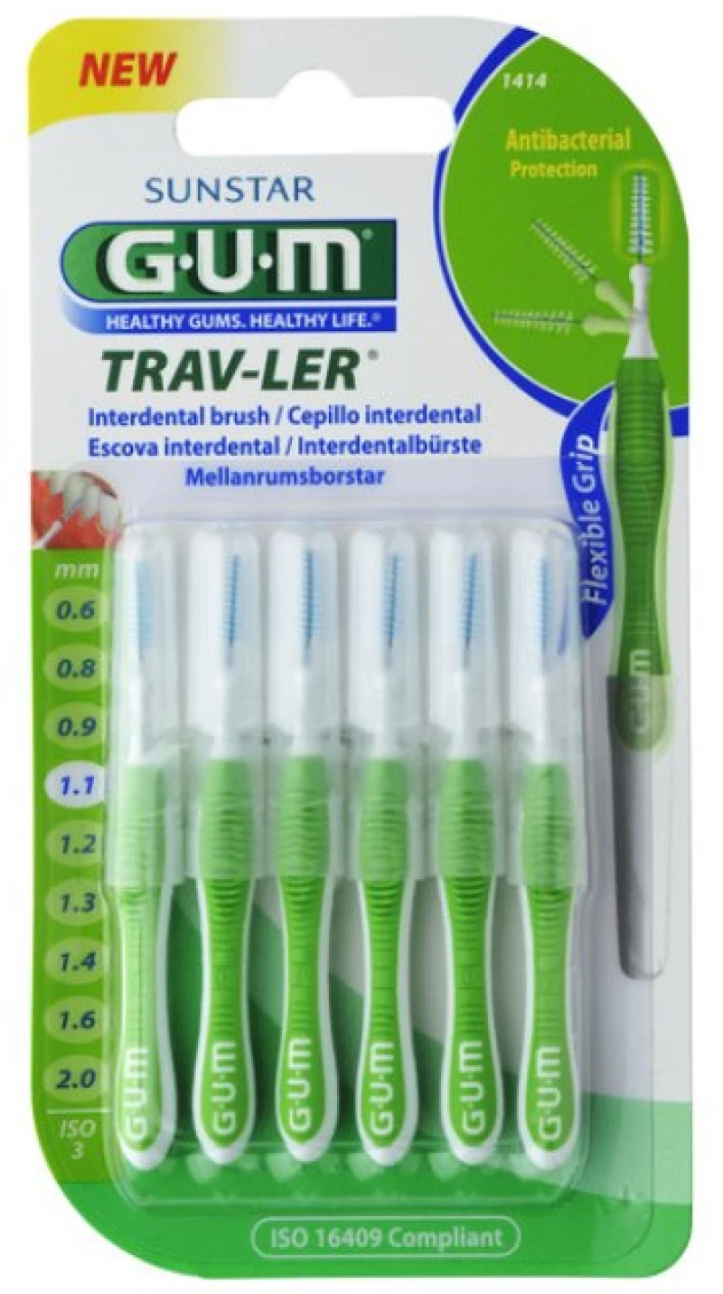 GUM trav-ler (1414) μεσοδόντιο βουρτσάκι 1,1mm, 6τμχ