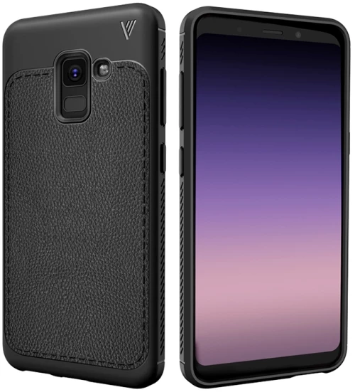 Lenuo Leshen Series for Galaxy A8 (2018) TPU Litchi Texture Dropproof Protective Back Cover Case (Black) (lenuo) (OEM)