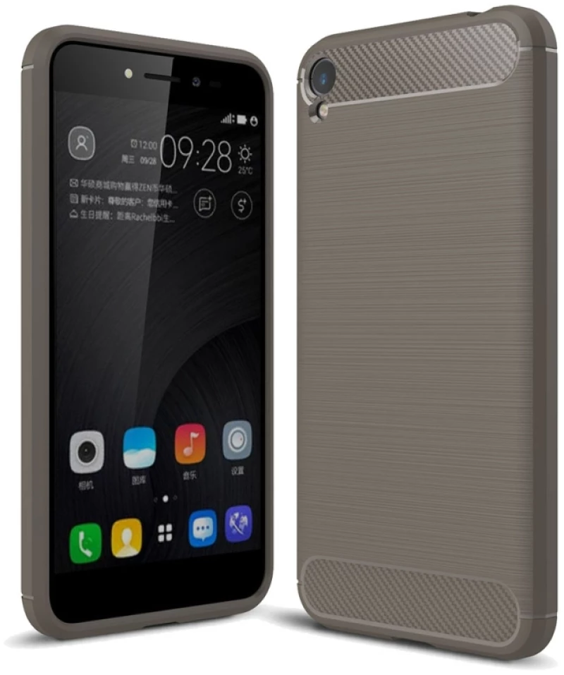 For Asus ZenFone Live ZB501KL Brushed Texture Carbon Fiber Shockproof TPU Rugged Armor Protective Case(Grey) (OEM)