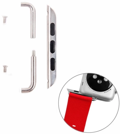 For Apple Watch 42 / 44 / 45mm Metal Strap Connector Metal Buckle, Pair(Silver) (OEM)