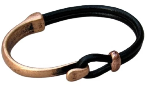 Δερμάτινο βραχιόλι χειρόπεδα γάντζος από χαλκό