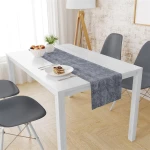 Τραπεζομάντηλο & Τραβέρσα Σετ 2 τμχ (140x140 & 40x140) Αλέκιαστα Panama Shadow Dark Grey Dimcol