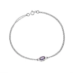 Βραχιόλι Senza Silver 925, οβάλ με μωβ ζιργκόν SSR2794-9SR