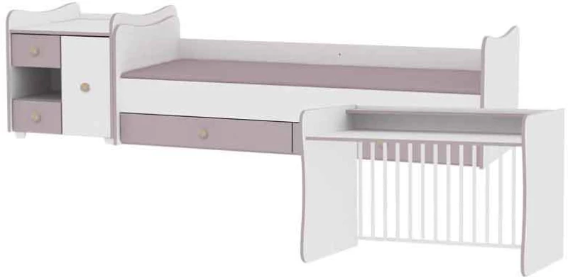 Κρεβάτι Minimax Μετατρεπόμενο Πολυμορφικό White/light Oak Lorelli 10150500036А