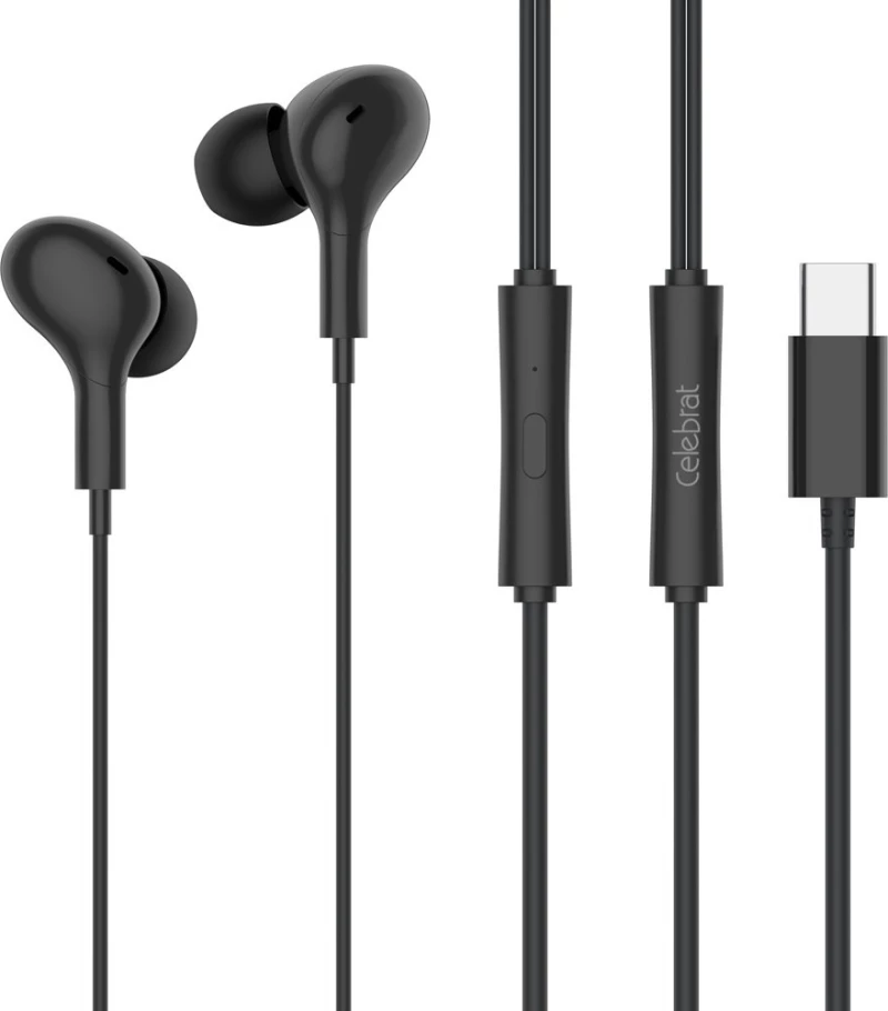 CELEBRAT earphones με μικρόφωνο D13, USB-C, 1.2m, μαύρα