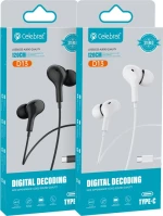 CELEBRAT earphones με μικρόφωνο D13, USB-C, 1.2m, μαύρα