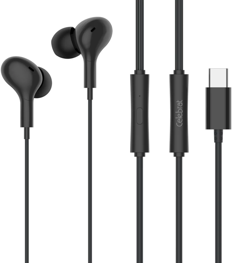 CELEBRAT earphones με μικρόφωνο D13, USB-C, 1.2m, μαύρα