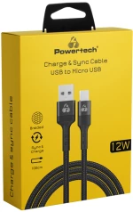 POWERTECH καλώδιο USB σε Micro USB PTR-0125, 12W 2.4A, copper, 1m, μαύρο