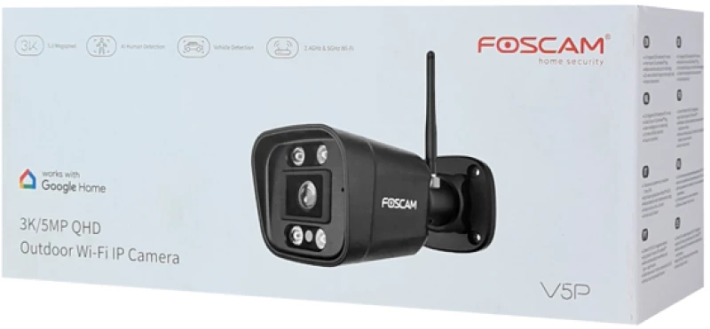 FOSCAM smart IP κάμερα V5P, 5MP 3K, 6x zoom, WiFi, IP66, Onvif, μαύρη
