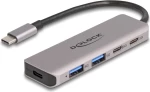 DELOCK USB hub 64239, 4x θυρών, 5Gbps, USB-C σύνδεση, γκρι