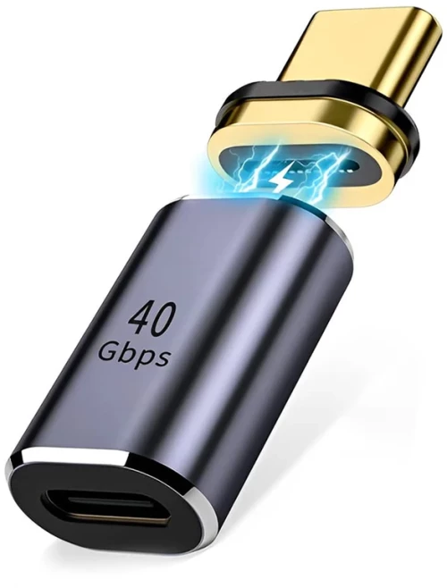 POWERTECH αντάπτορας USB-C PTH-109, μαγνητικός, 100W, 40Gbps, γκρι