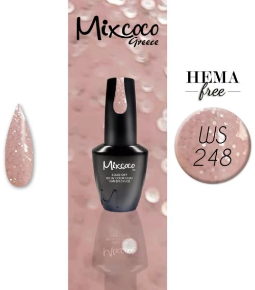 248 Ημιμόνιμο Βερνίκι Mixcoco 15ml (Pinky Glitter)