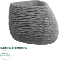 GloboStar® Artificial Garden RONDA 20759 Επιδαπέδιο Πολυεστερικό Τσιμεντένιο Κασπώ Γλάστρα - Flower Pot Γκρι Μ63 x Π41 x Υ47cm