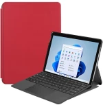 For Microsoft Surface Pro 8 Solid Color Electric Pressed Horizontal Flip Tablet Leather Case with Holder(Red) (OEM)
