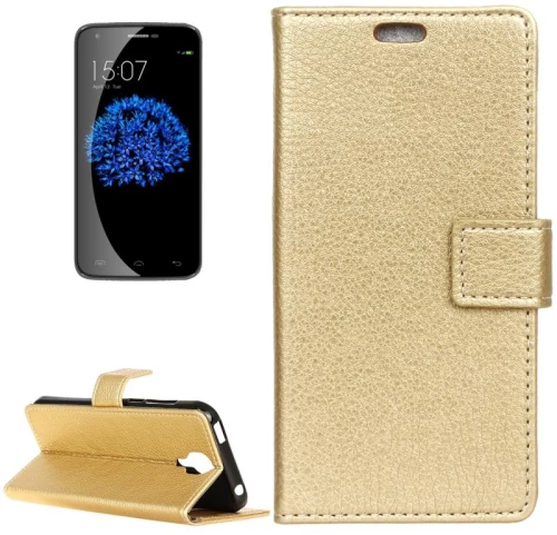 For DOOGEE X9 Pro (MPH1215) Litchi Texture Horizontal Flip Leather Case with Holder & Card Slots & Wallet & Photo Frame (Gold) (OEM)