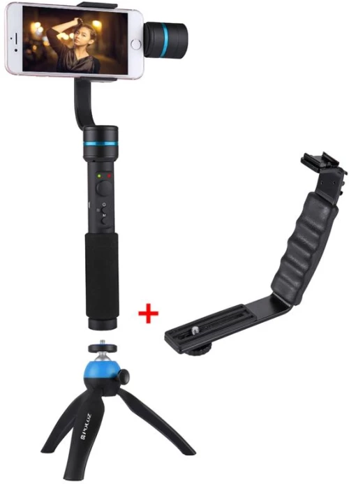 PULUZ G1 3-Axis Stabilizer Handheld Gimbal with Clamp Mount and Tripod Holder + L-Shape Bracket with Tripod Holder(Blue) (PULUZ) (OEM)