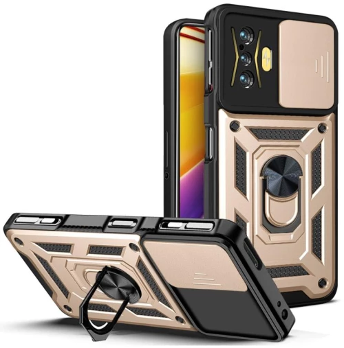 For Xiaomi Poco F4 GT / Redmi K50 Gaming Sliding Camera Cover Design TPU+PC Phone Case(Gold) (OEM)