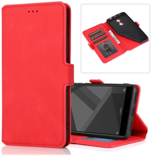 For Xiaomi Redmi Note 4X Retro Magnetic Closing Clasp Horizontal Flip Leather Case with Holder & Card Slots & Photo Frame & Wallet(Red) (OEM)